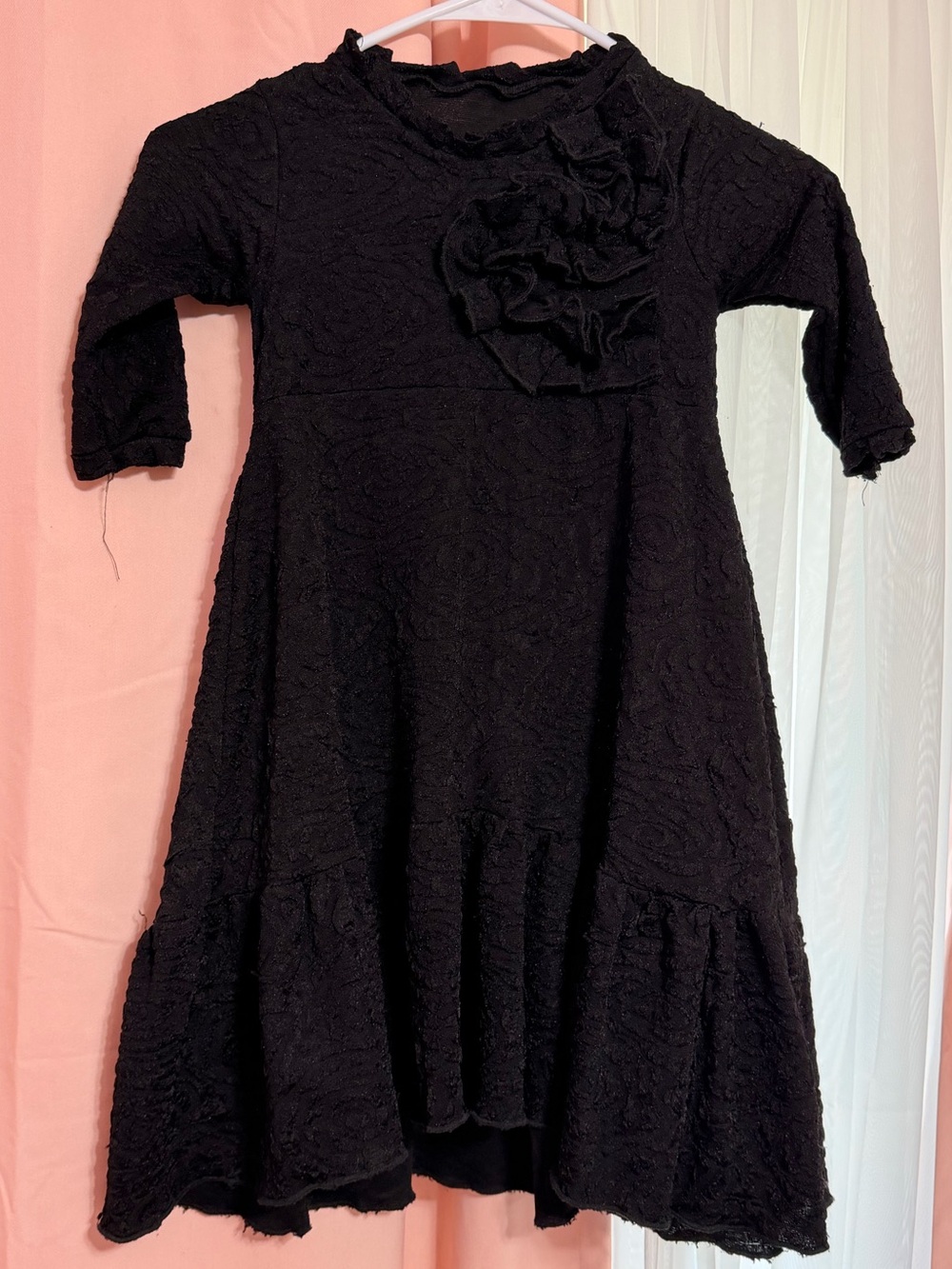 Girls' Black Ruffle Lace Dress